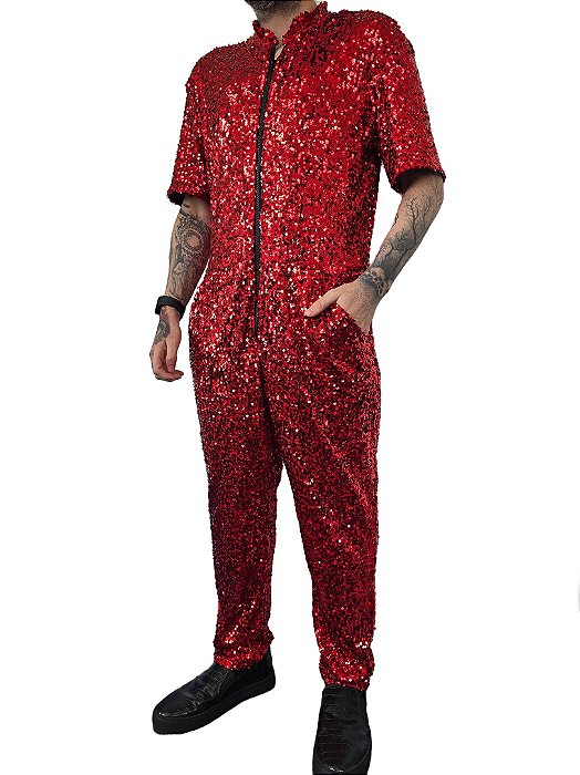 Macacão Paetê Vermelho