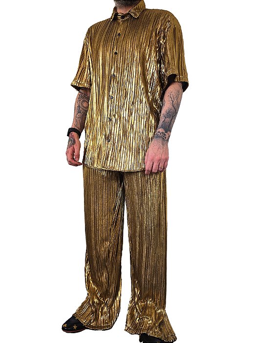 Conjunto Plissado Dourado