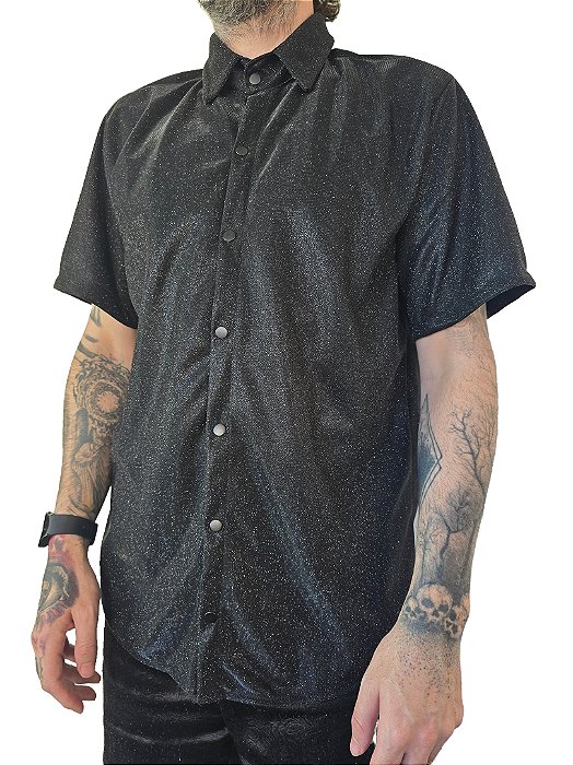 Camisa Manga Curta Brilho Black