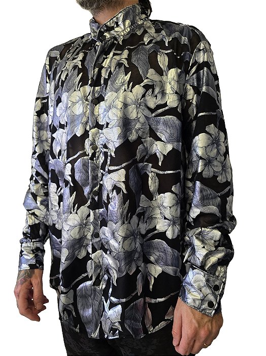 Camisa Flores Metalizadas