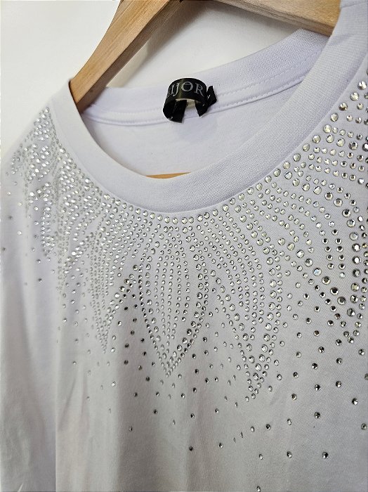 Camiseta Gola Desenhada Branca