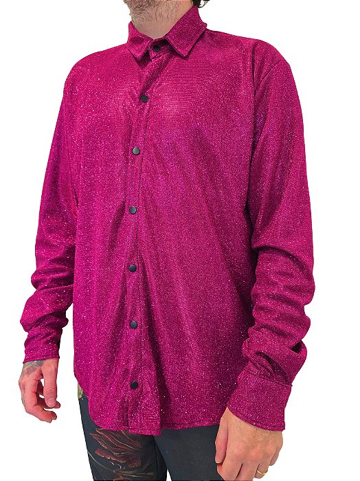 Camisa Manga Longa Brilho Rosa Pink