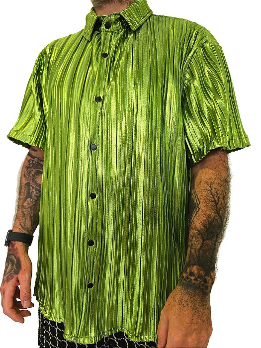 Camisa Plissada Verde