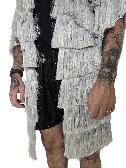 Kimono Franjas Prata