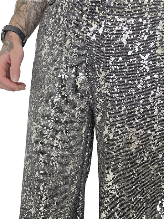 Calça Pingos Prata Pantalona