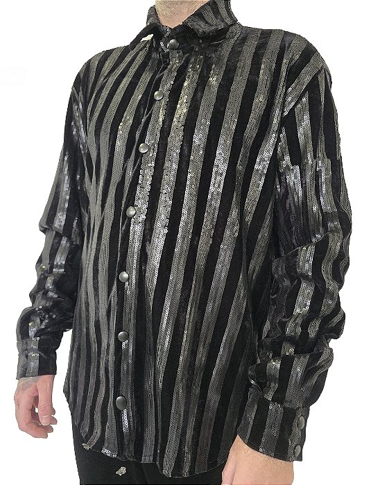 Camisa Paetê e Veludo