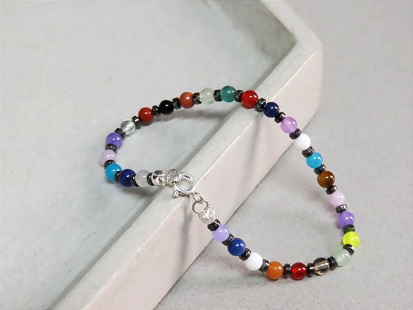 PULSEIRA QUARTZO COLORIDOS E HEMATITA