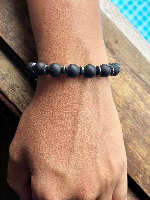 PULSEIRA UNISSEX ÁGATA NEGRA