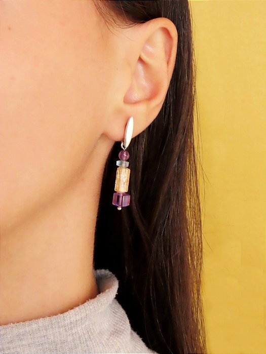 BRINCO NAVETE TRILOGIA AMETISTA E PEDRAS VARIADAS