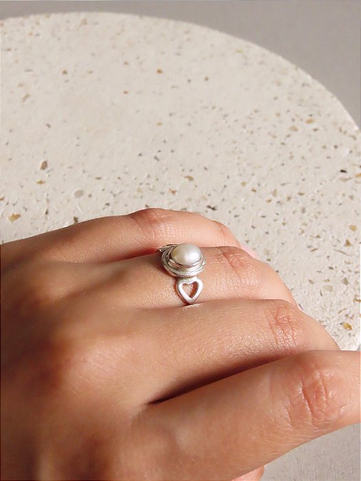 ANEL DELICADO CORAÇÃO PÉROLA BIWA