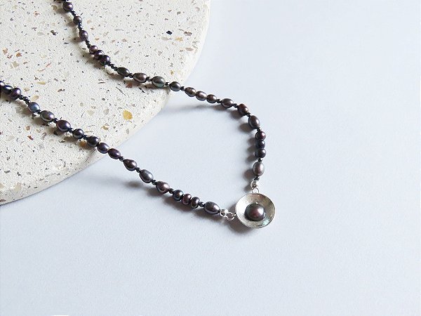 COLAR CONCHA PÉROLA NEGRA