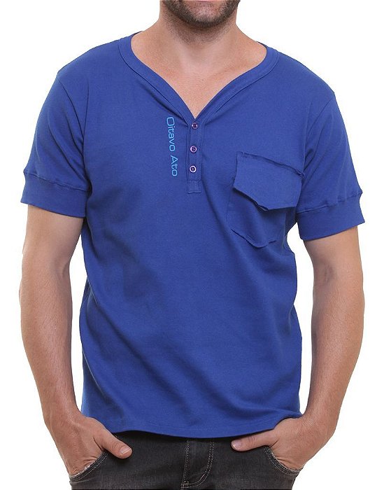 Camiseta Oitavo Ato Henley Azul Royal