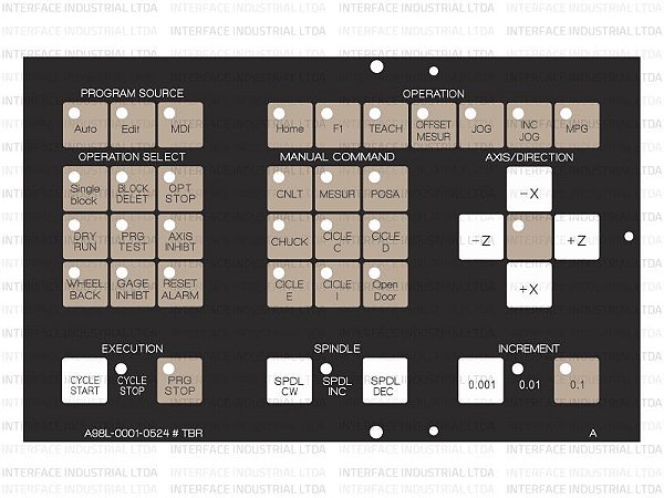 Painel de Membrana para Fanuc A98L-0001-0524#TBR