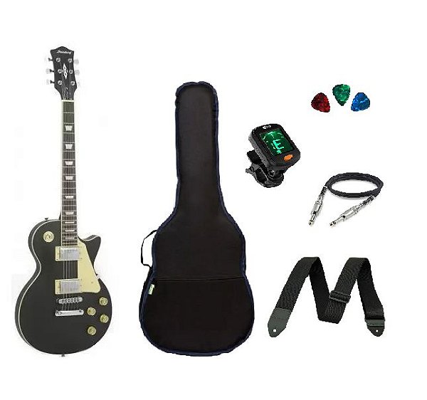 Kit Guitarra Strinberg Les Paul LPS230 BKS Preta Fosca + Acessórios