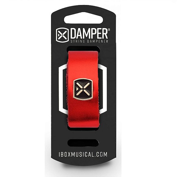 DAMPER IBOX EM COURO LEGÍTIMO E TAG EM METAL - VERMELHO METALICO