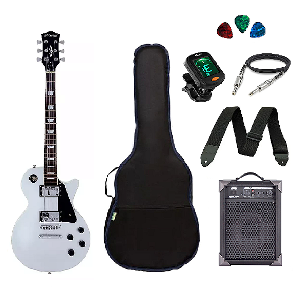 Kit Guitarra Strinberg Les Paul LPS230 SL Silver + Amplificador + Acessórios
