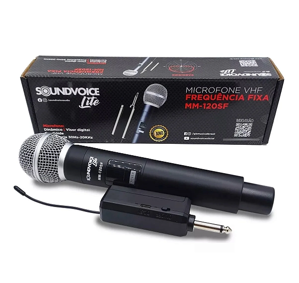 Microfone Sem Fio Dinâmico Cardióide Soundvoice MM120 SF