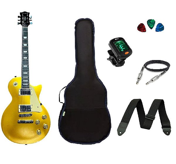 Kit Guitarra Strinberg Les Paul LPS230 + Afinador Digital + Acessórios Dourada