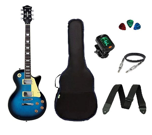 Kit Guitarra Strinberg Les Paul LPS230 + Afinador Digital + Acessórios Azul