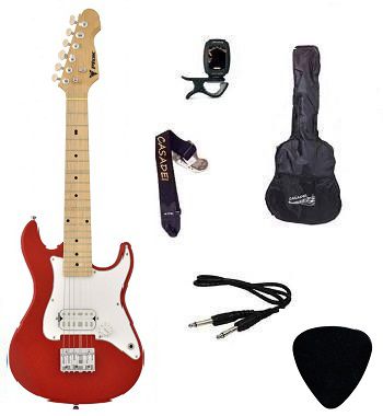 Kit Guitarra Infantil PHX Strato Juvenil IST1 Vermelha Capa/ Afinador/ Cabo/ Correia/ Palheta