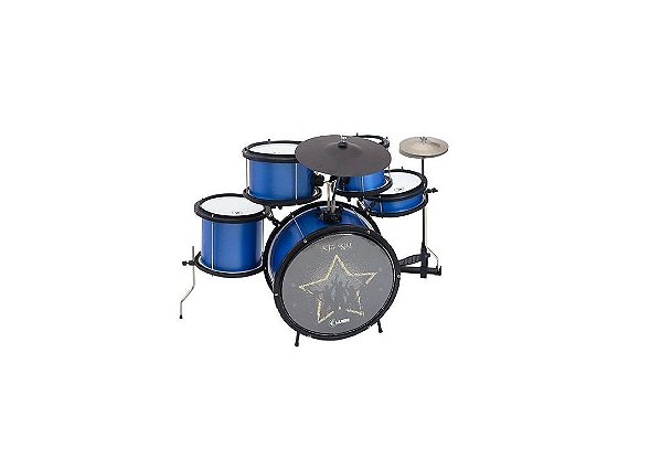 Bateria Infantil Luen Star Kids Azul com chimbal