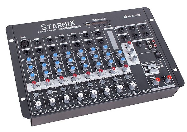 Mesa de Som LL Starmix USFX802R 8 Canais BT