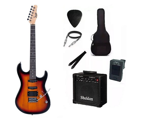 Kit Guitarra Memphis By Tagima MG260 Sunburst Com Amplificador