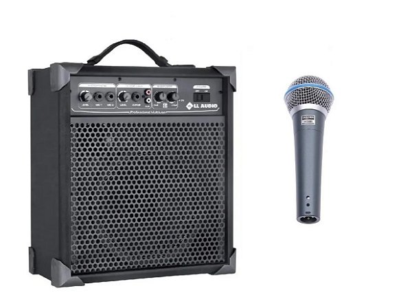 Caixa De Som Amplificada Multi Uso Lx60 + Microfone C/ Fio