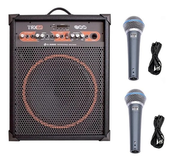 Caixa De Som Amplificada Multiuso Trx12/80w Bluetooth + 2 Microfones -  Casadei Instrumentos Musicais