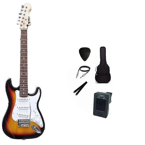 Kit Guitarra PHX Stratocaster Juvenil IST1 3/4 Sunburst