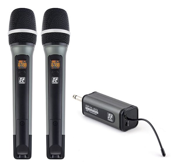 Microfone Sem Fio Mão Duplo Staner UHF SFH20