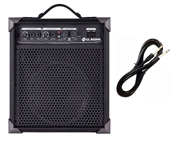 Caixa Amplificada Multiuso Guitarra/Microfone LX60 - 15w RMS CABO P10 BRINDE