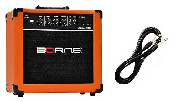 Amplificador Para Guitarra Borne G30 15w Rms Laranja Cabo P10 Brinde