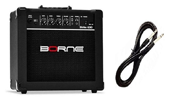 Amplificador Para Guitarra Borne G30 15w Rms preto Cabo P10 Brinde