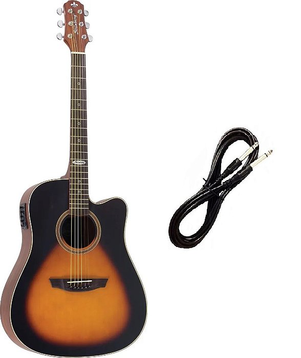 Violão Strinberg Sd200 Folk Elétrico Aço Sunburst Cabo P10 Brinde