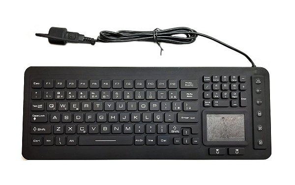 Teclado Industrial Lavável Selado ABNT2 USB em Silicone Preto NLC-216-QOMN