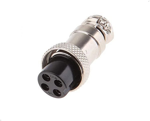Conector Circular GX16-4 16mm Para Cabo 4 pinos fêmea 180° K2987 -  DUALSHOP® | Impressoras 3D, Tudo em LEDs, Automação Industrial e muito mais