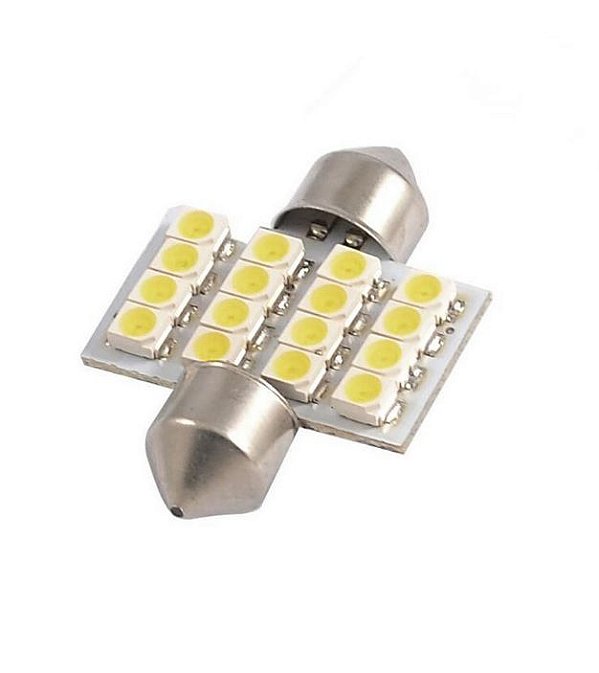 Lâmpada Led Festoon 16 Leds 3528 12v Branco 6000k 31mm EXK2451