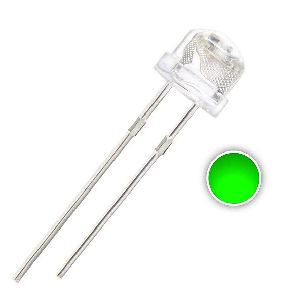 LED 5mm Verde Alto Brilho 515-520nm Straw K0740