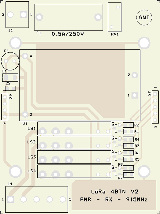 Circuito Impresso FR ( LORA 915MHZ 4BTN RECEIVER PWR-1 )