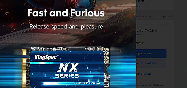 SSD KINGSPEC 512GB 2242 NXM-512 M.2 NVME PCIE 3.0