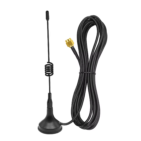 Antena Externa Rígida 5dBi 433MHz Cabo RG174 3m SMA Magnética K4281