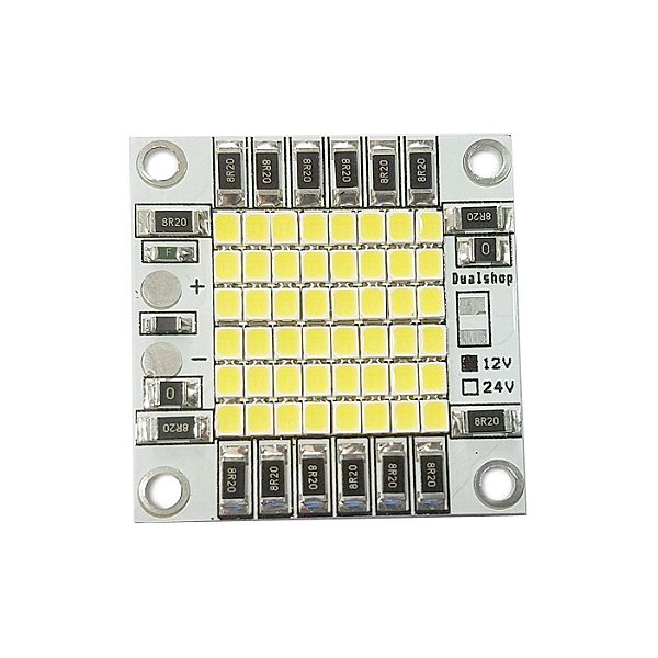 Módulo LED Branco Frio 6000K 50W 12Vcc 48*2835 SMD 40x40mm Base Alumínio