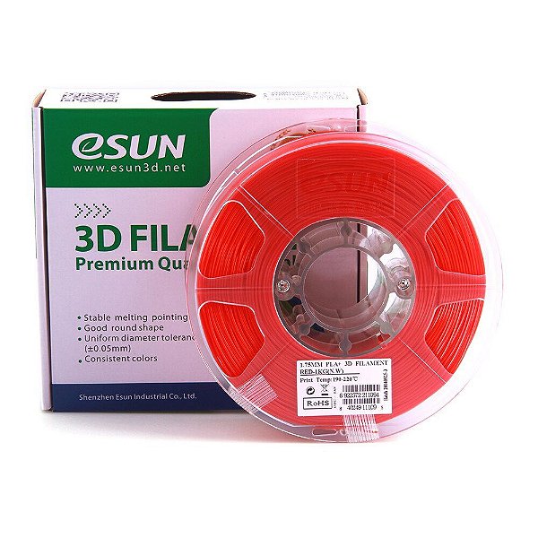 Filamento Impressora 3D PLA+ 1.75mm 1kg Premium Vermelho Esun E0004