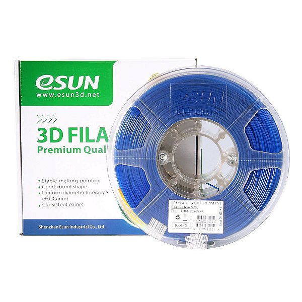 Filamento Impressora 3D PLA+ 1.75mm 1kg Premium Azul Esun E0003