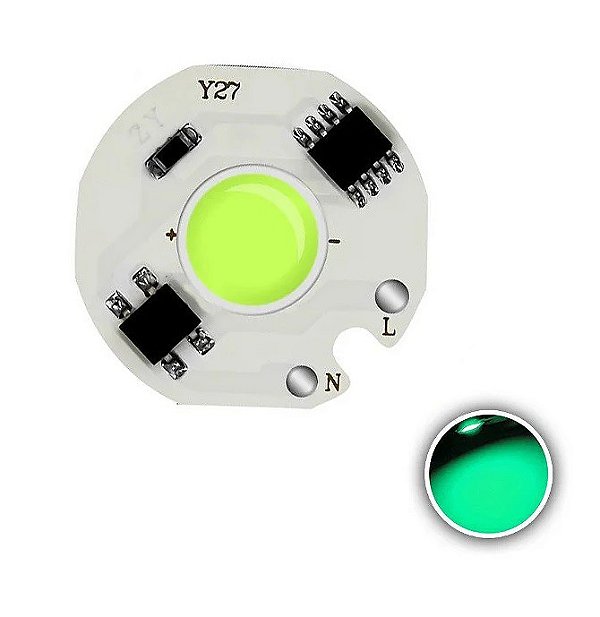 Modulo LED COB 12W Verde Ciano 27mm 220V 230V K2844