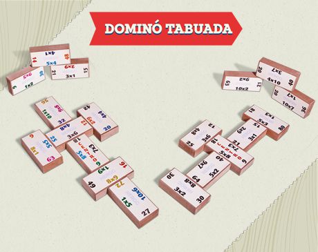 Dominó Tabuada - Brinquedo Educativo em Madeira