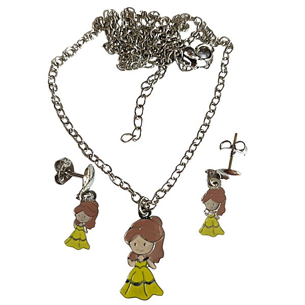 CONJUNTO INFANTIL PRINCESA BELLA EM AÇO INOX ANTIALÉRGICO