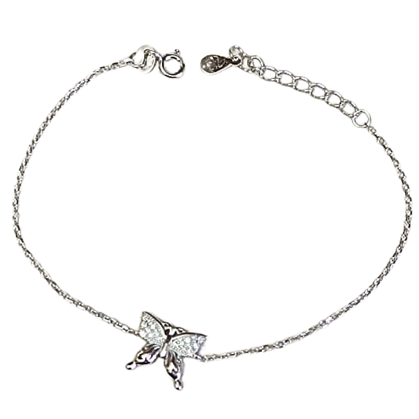 Pulseira de Prata com Ouro Branco Borboleta de Luz