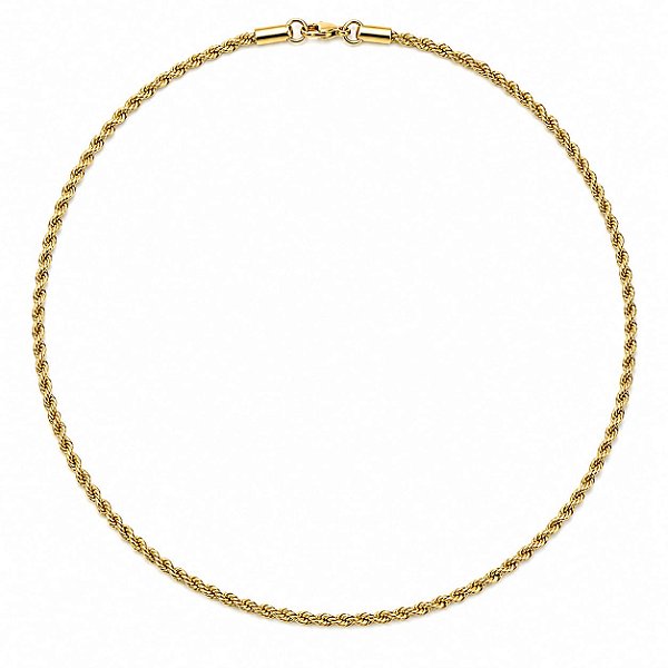 CORRENTE DE AÇO COM OURO 18K - CORDÃO BAIANO  45 CM